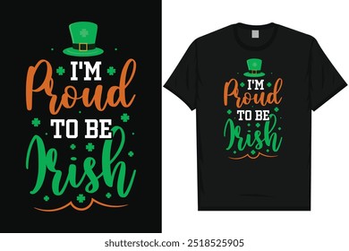 Estoy orgulloso de ser irlandés día de San Patricio día de festival irlandés hoja verde afortunada bebida cerveza tipografía diseño de la camiseta