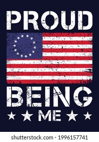Proud being me usa grunge flag patriot tshirt design