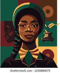 Proud Black Girl Illustration Darker Colours Art Pride Black History Month