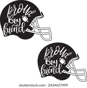 Proud boyfriend football helmet, football love, proud football helmet family vector illustration file