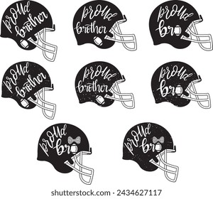 Proud brother football helmet, football love, proud football helmet family vector illustration file