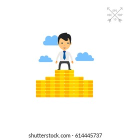 Proud Businessman on Money Staircase Icon