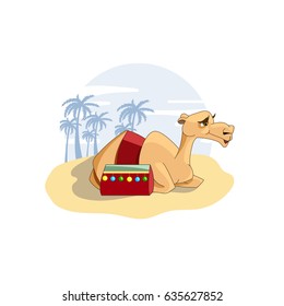 proud camel caravan of the desert vector illustration