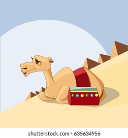 proud camel caravan of the desert vector illustration