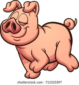 Proud cartoon pig walking. Vector clip art illustration with simple gradients. All in a single layer. 