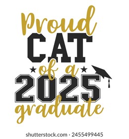 Orgulloso Gato De Una Camiseta De 2025 Senior, Camiseta De Clase Senior, Camiseta De Escuela Secundaria, Camiseta De Universidad, Último Día De Escuela
