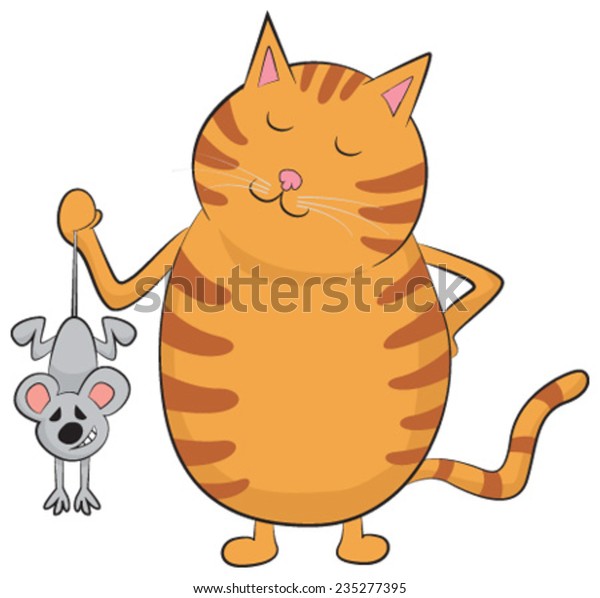 Image Vectorielle De Stock De Fier Chat Attrape Une Mignonne Souris