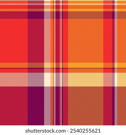 Fundo de tartan de verificação orgulhoso, tecido de painel sem costura. Grunge padrão xadrez vetor textura em vermelho e cor-de-rosa paleta.