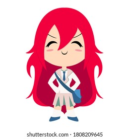 Proud Chibi Girl Back to School Illustration