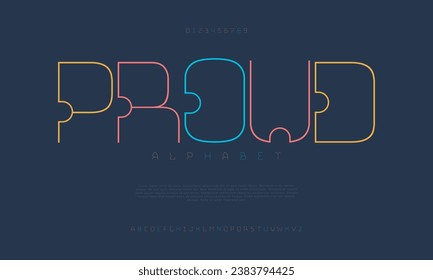 Proud creative modern urban alphabet font. Digital abstract moslem, futuristic, fashion, sport, minimal technology typography. Simple numeric vector illustration