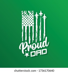 Proud Dad With American flag and jets Pilot Dad Fathers Day T shirt Design Vitnage