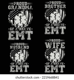 proud dad of a brave , EMT bundle t-shirt design