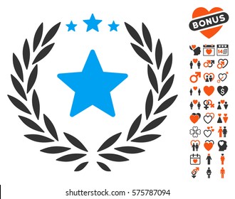 Proud Emblem pictograph with bonus marriage images. Vector illustration style is flat iconic elements for web design, app user interfaces.