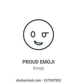 Proud emoji outline vector icon. Thin line black proud emoji icon, flat vector simple element illustration from editable emoji concept isolated on white background