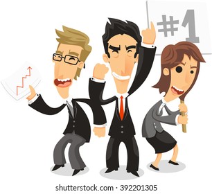 proud employees cartoon illustration