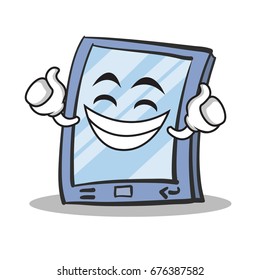 Proud face tablet character cartoon style