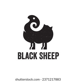 Proud but funny black sheep logo. Black Sheep vector logo design.
