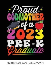 Proud Godmutter eines T-Shirt-Designs von 2023 vor dem Schulabschluss