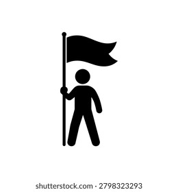 Proud Human Flag Bearer Icon Icon Isolated On White Background
