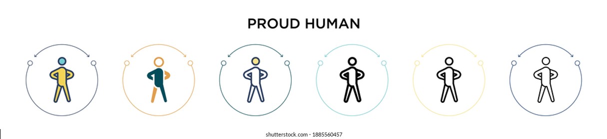 Proud human icon in filled, thin line, outline and stroke style. Vector illustration of two colored and black proud human vector icons designs can be used for mobile, ui, web