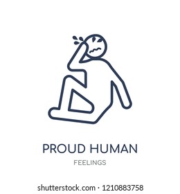 proud human icon. proud human linear symbol design from Feelings collection. Simple outline element vector illustration on white background.