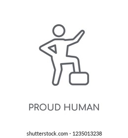 proud human linear icon. Modern outline proud human logo concept on white background from Feelings collection. Suitable for use on web apps, mobile apps and print media.