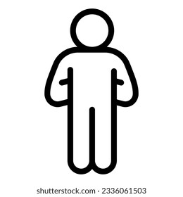 Proud human pose line icon. Man with hands down behind outline style pictogram on white background. Confident Pose for mobile concept and web design. Vector graphics