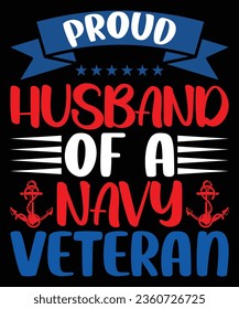 Proud husband of a veteran print t shirt design