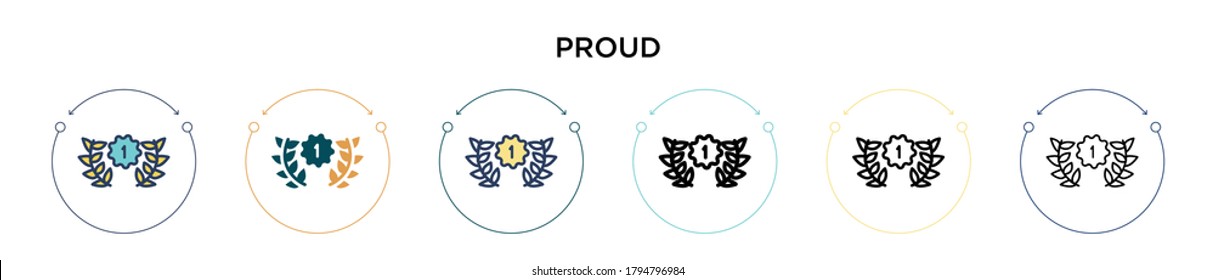 Icono de Orgullo en el estilo relleno, delgado, contorno y trazo. Ilustración vectorial de dos iconos vectoriales de color y de orgullo negro se pueden utilizar para móviles, ui, web