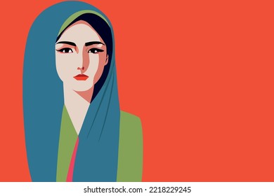 Proud Iranian woman wearing a hijab. Women's protest in Iran