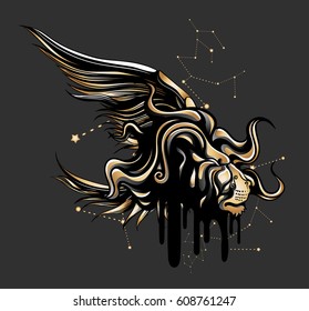 Proud lion with Golden wings