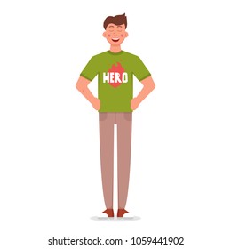 Proud man. Confidence executive concept. Vector flat style illustration.