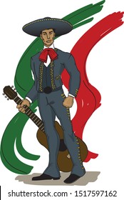 Proud mariachi holding a guitar