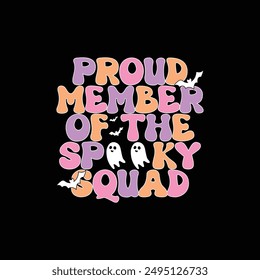 Proud member of the spooky squad, Halloween t shirt design bundle, Retro Halloween shirt, happy Halloween vector, pumpkin, witch, spooky, ghost, funny Halloween t-shirt