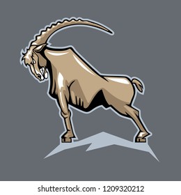 Proud mountain Goat. Cartoon style.