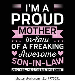 Proud Mum Gift Mothers Day Awesome Mother In Law T-Shirt