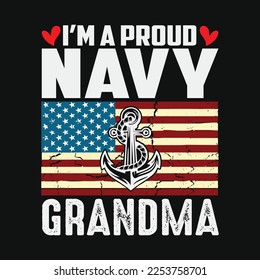 I'm A Proud Navy Grandma With American Flag
