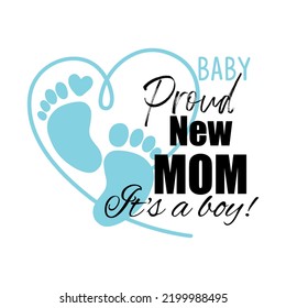 Proud new mom. Print vector illustration art