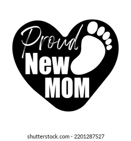 Proud new mom. Print vector illustration art