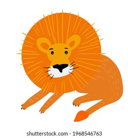 Proud orange powerful lion character cartoon vector Illustration on a white background