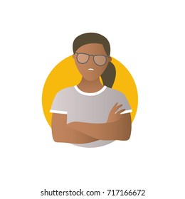 Proud, overproud black woman, flat gradient vector icon