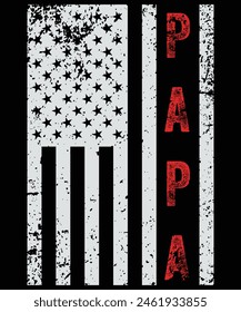 Proud Papa Funny Fathers Day 2024 Gifts Dad America USA flag T-Shirt, Papa Vintage American Flag Men's T-Shirt
