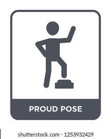 proud pose icon vector on white background, proud pose trendy filled icons from Humans collection, proud pose simple element illustration