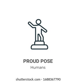 Proud pose outline vector icon. Thin line black proud pose icon, flat vector simple element illustration from editable humans concept isolated stroke on white background