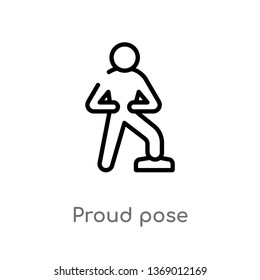 proud pose vector line icon. Simple element illustration. proud pose outline icon from humans concept. Can be used for web and mobile