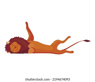 Proud powerful lion character. King of animal. Cartoon cute wild cat is playing. Isolated vector Illustrations on a white background
