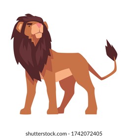 Proud Powerful Lion, Mammal Jungle Animal Character Vector Illustration