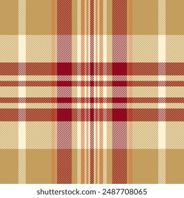 Proud tartan background plaid, trendy fabric textile check. Nobility seamless vector texture pattern in amber and papaya whip colors palette.