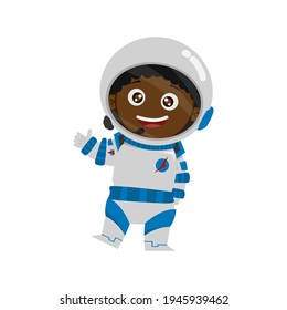 PROUD WITH THUMB EXPRESSION astronaut KID BLACK BOY VECTOR digital design graphic 2d HD illustration