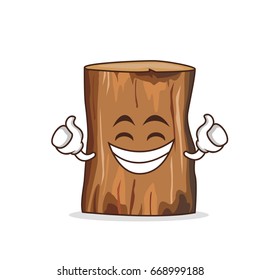 Proud tree trunk character cartoon vector illustration